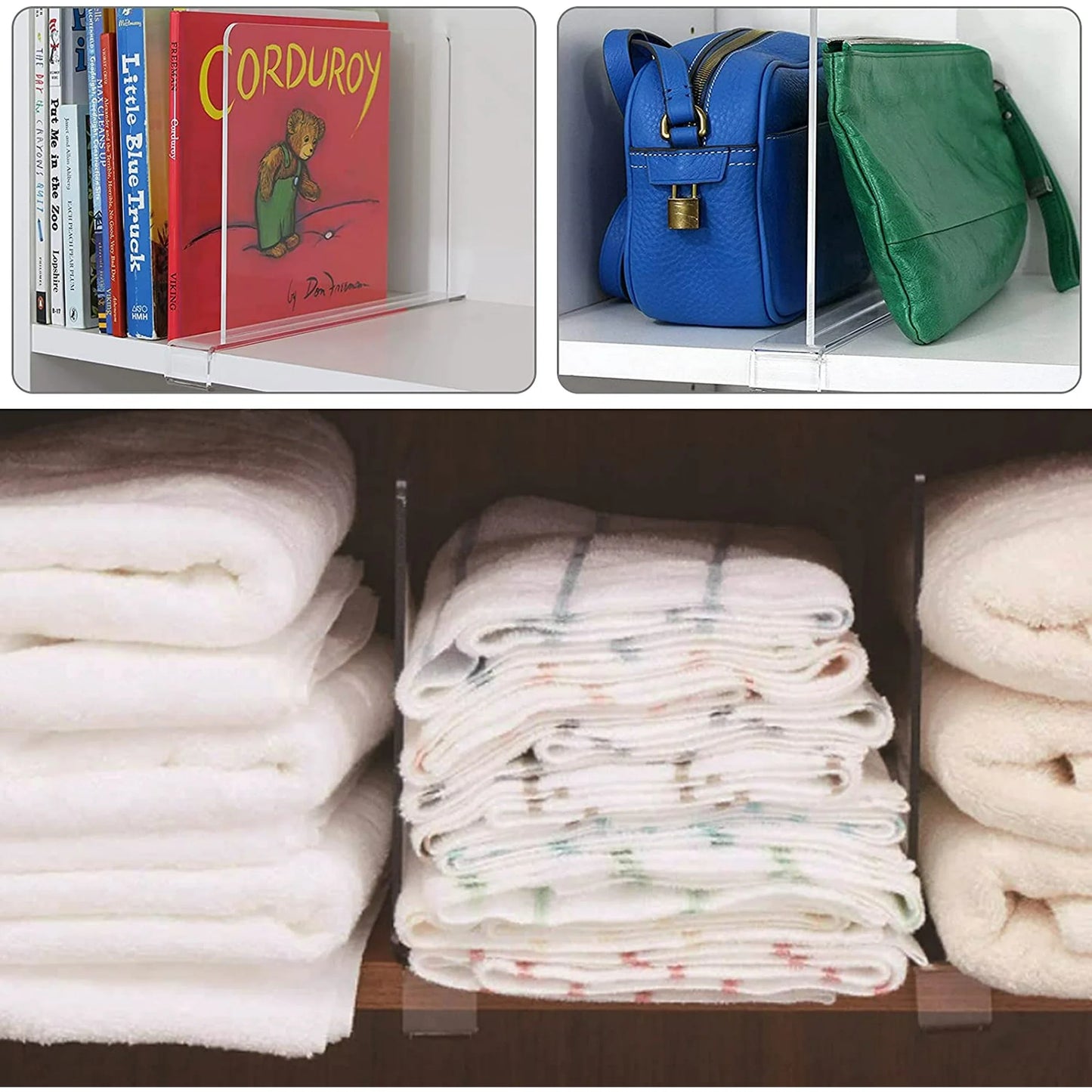 Hiziwimi Clear Acrylic Shelf Dividers (6 Pack)