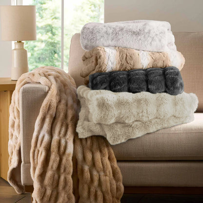 Better Homes & Gardens Beige Texture Faux Fur Throw