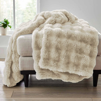 Better Homes & Gardens Beige Texture Faux Fur Throw