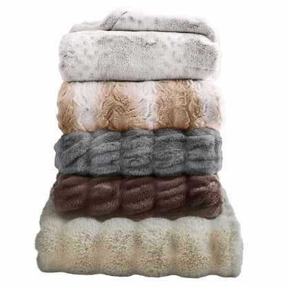 Better Homes & Gardens Beige Texture Faux Fur Throw