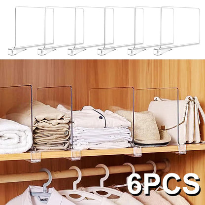 Hiziwimi Clear Acrylic Shelf Dividers (6 Pack)