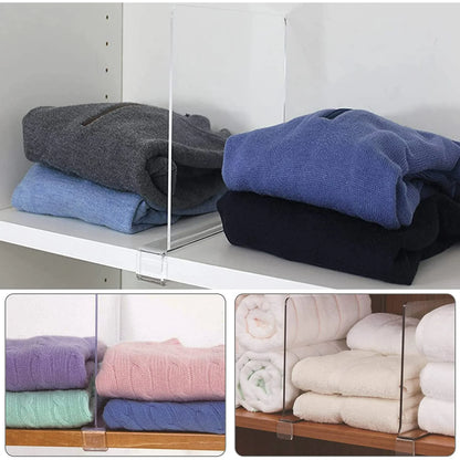 Hiziwimi Clear Acrylic Shelf Dividers (6 Pack)