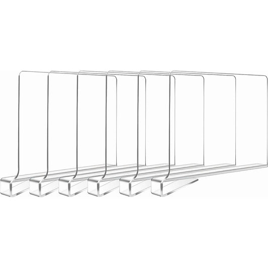 Hiziwimi Clear Acrylic Shelf Dividers (6 Pack)