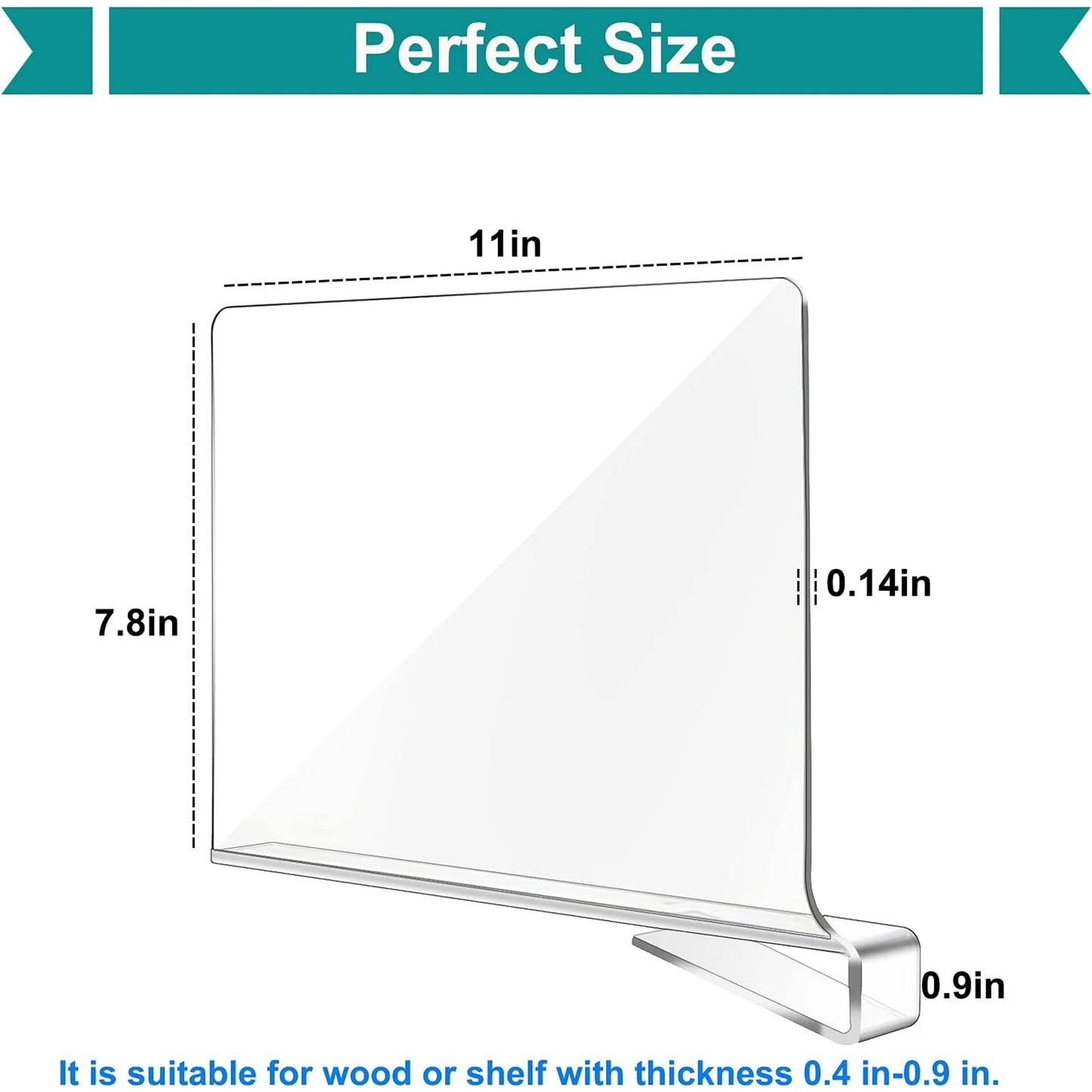 Hiziwimi Clear Acrylic Shelf Dividers (6 Pack)