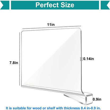 Hiziwimi Clear Acrylic Shelf Dividers (6 Pack)
