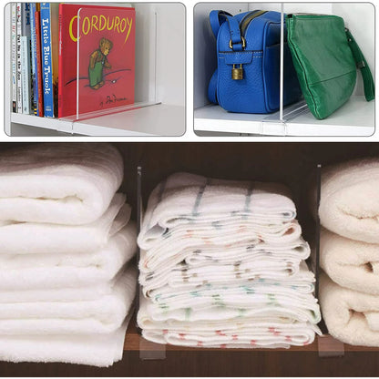 Hiziwimi Clear Acrylic Shelf Dividers (6 Pack)