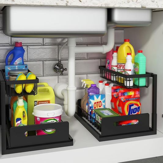 Under Sink Pull Out Cabinet Organizer (2 Pack)